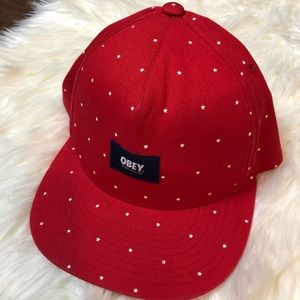 Obey Red White Stars SnapBack